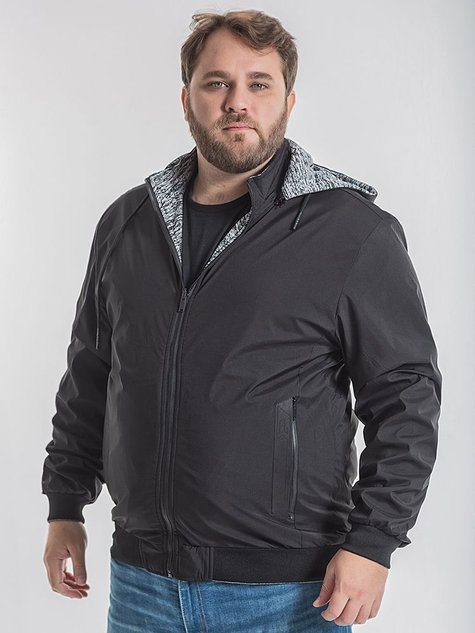 Jaqueta Masculina Nylon Plus Size Dupla Face Mescla (Preto)