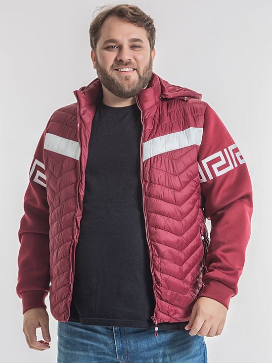 Jaqueta Masculina Nylon Plus Size Manga Estampada (Bordô)