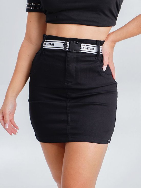 Saia Feminina Sarja Curta Cinto Engate Rápido (Preto)