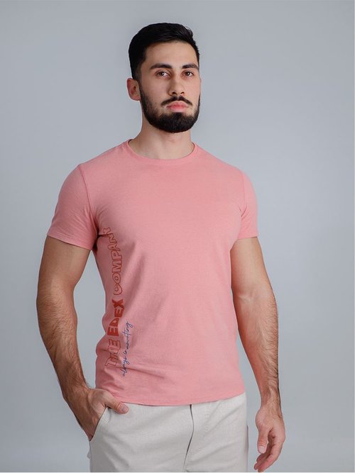 Camiseta T-Shirt Masculina Slim Gola Careca (Rosa)
