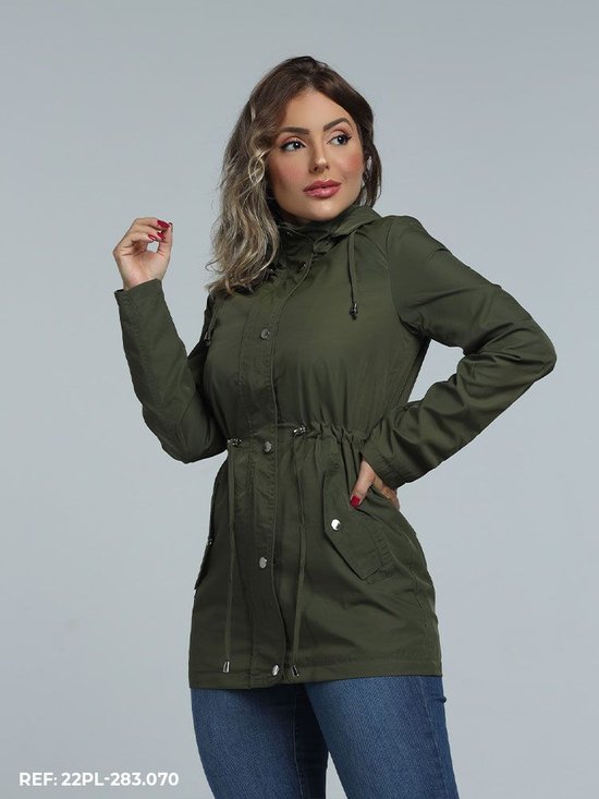 Parka Jaqueta Feminina Alongada Impermeável (Verde)