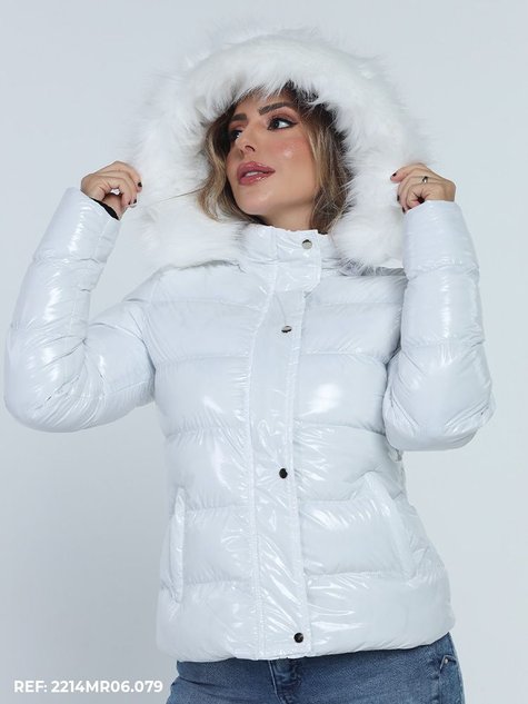 Casaco Puffer Casaco Nylon Branco Feminino Jaqueta De Nylon