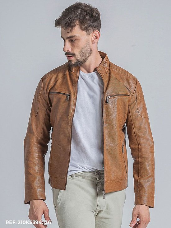 Jaqueta De Couro Masculina Com Gravata Gravata Camisa Social Com