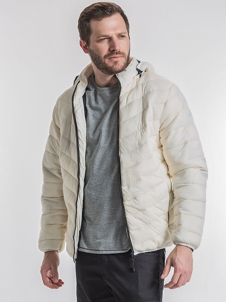 Jaqueta Masculina Nylon Fecho de Zíper (Branco)