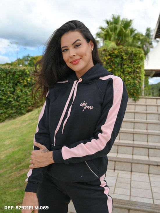 Conjunto Moletom Feminina CalÇa Com Listra Do Lado Moletom Listra