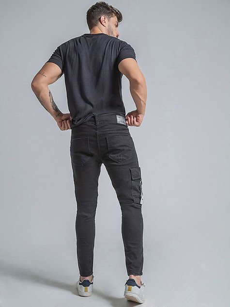Calça Preta CalÇa Jeans Masculina Com Bolsos Laterais Calça