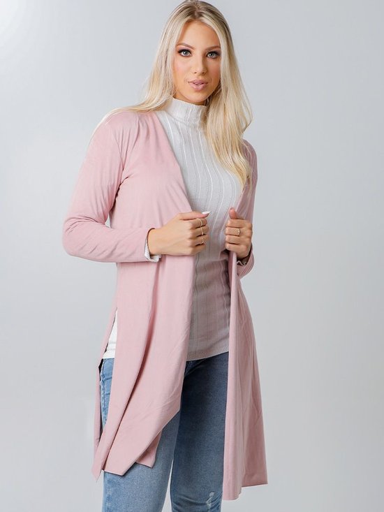 Casaco Feminino Cardigan Alongado Suede (Rosê)