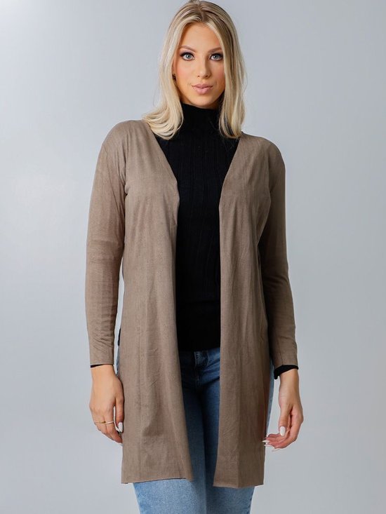 Casaco Feminino Cardigan Alongado Suede (Verde)