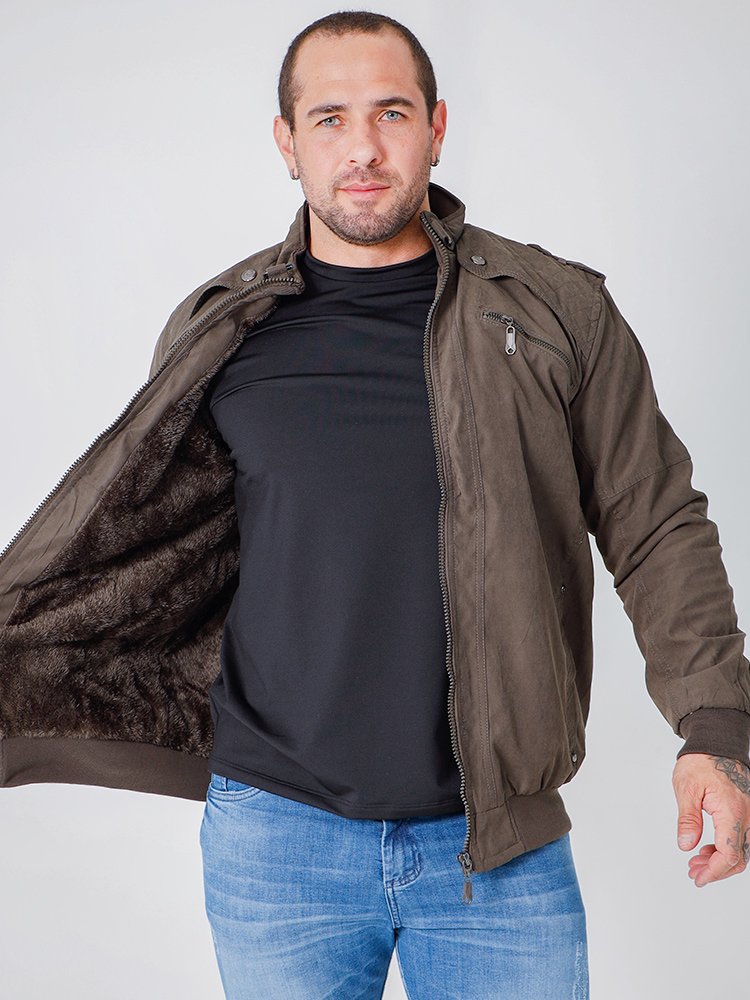 Jaqueta Masculina Sarja Plus Size Forrada (Verde)