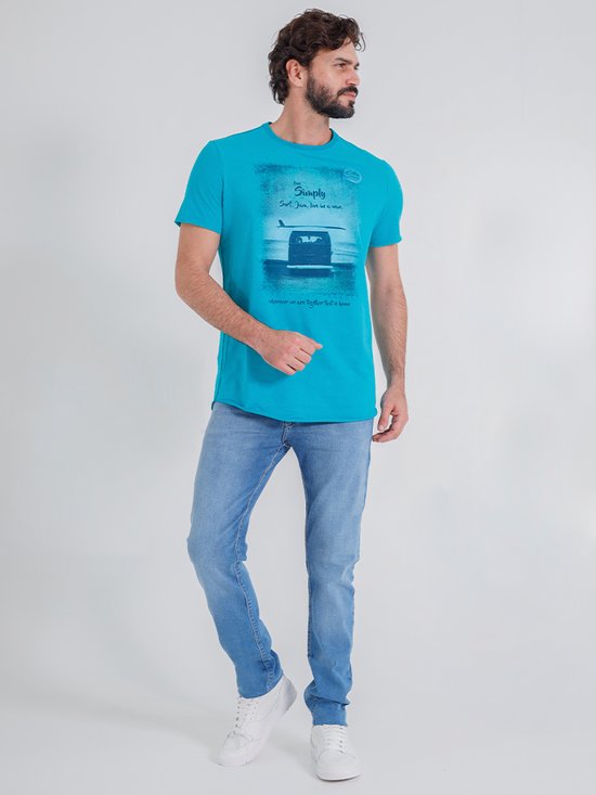 Calça Masculina Jeans Slim Tradicional Reta (Azul)