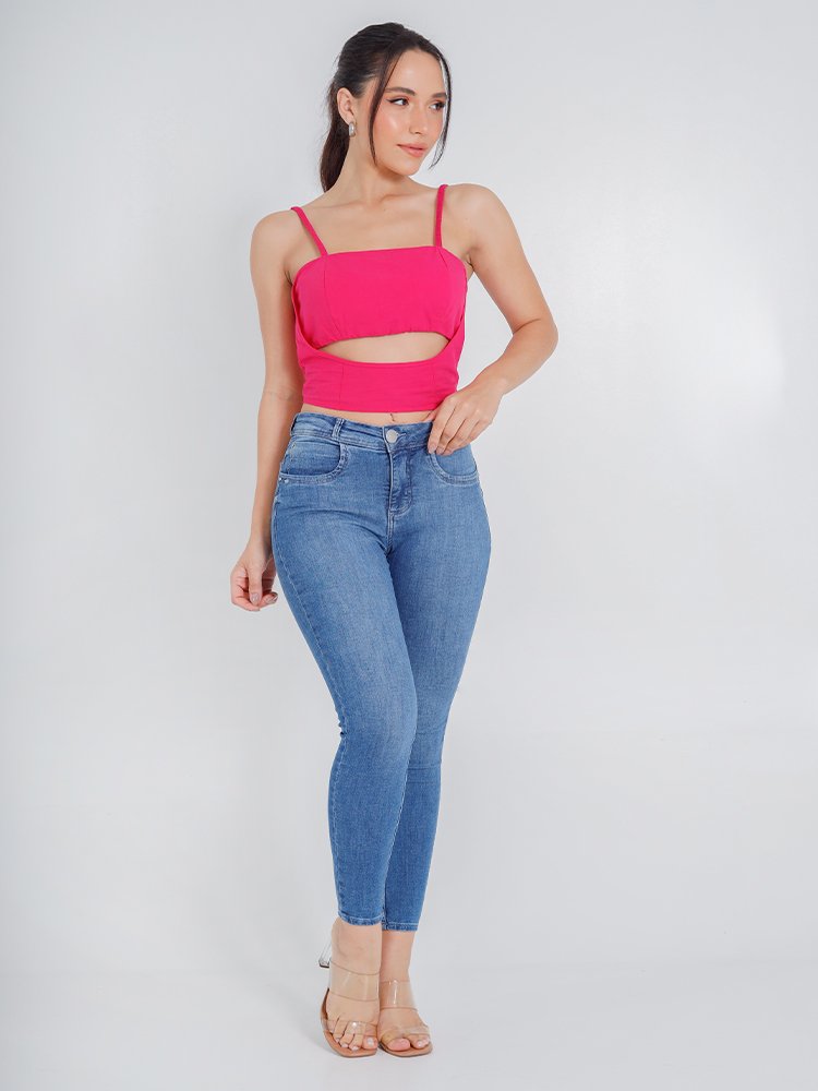 Cal&ccedil;a Feminina Jeans Cropped Ultra Modeladora Imagem 1