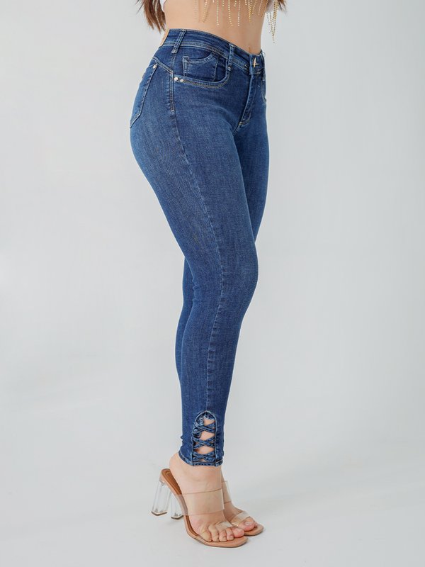 Calça Feminina Jeans Cigarrete Niina Modeladora (Azul)
