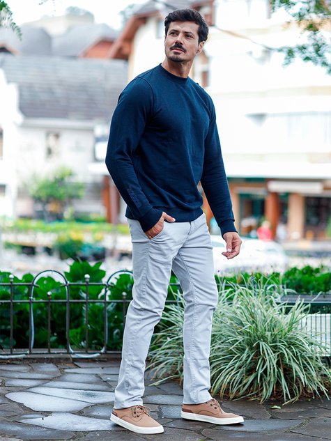 Calça Masculina Sarja Sport Fino Confort (Cinza)