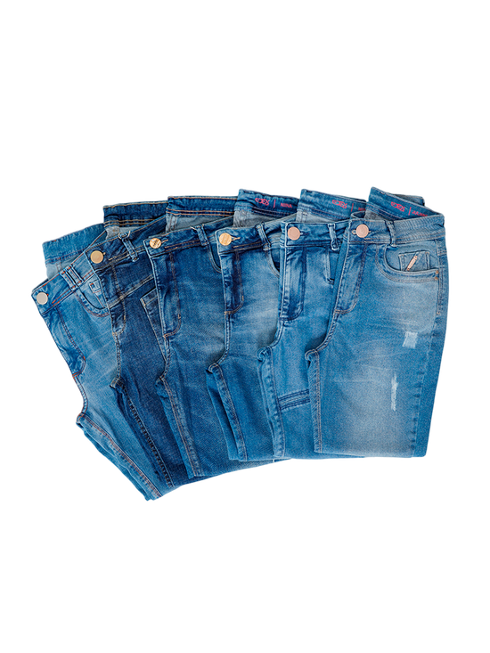 Kit Calças Jeans Femininas Capri Lavação Sortida