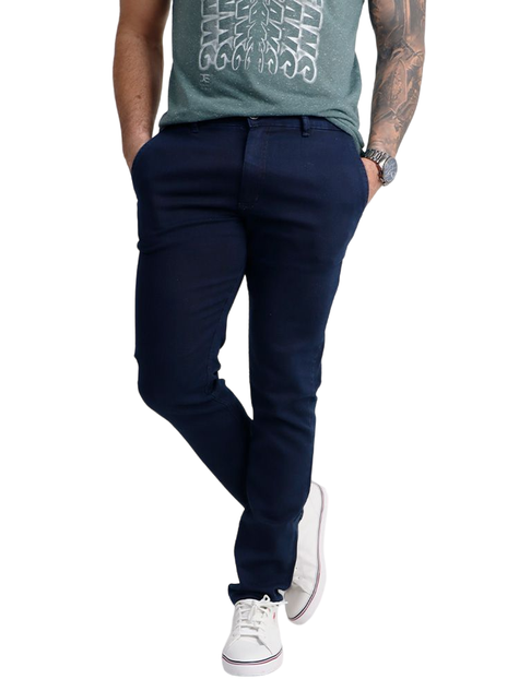 Calça Masculina Jeans Sport Fino Bolso Faca (Azul Escuro) - Main Image