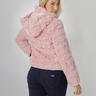 jaqueta feminina capuz rosa peluciada