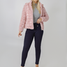 jaqueta feminina peluciada capuz rosa