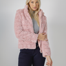 jaqueta feminina peluciada rosa capuz