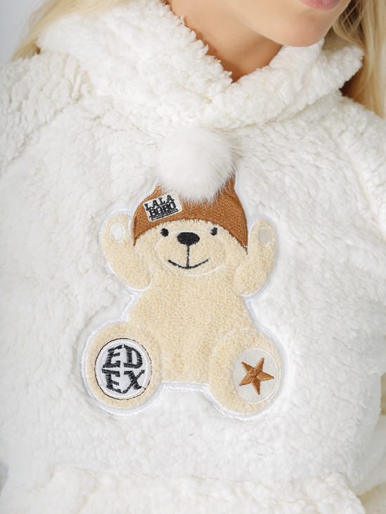 Blusão Feminino Sherpa Teddy Orelhinhas (Off White)
