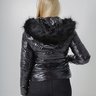 jaqueta feminina nylon vinil capuz peluciado preta