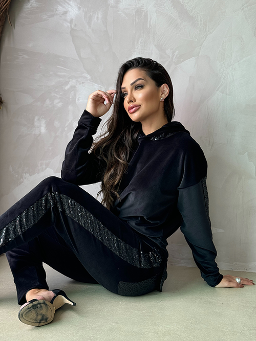 conjunto feminino plush inverno paetes