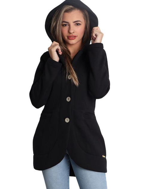 Casaco Moletom Jaqueta Feminina Preta Com Capuz Casaco Feminino