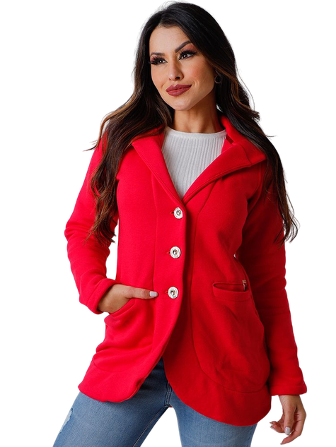 Casaco Feminino Moletom com Capuz Bolso Embutido (Rosa)