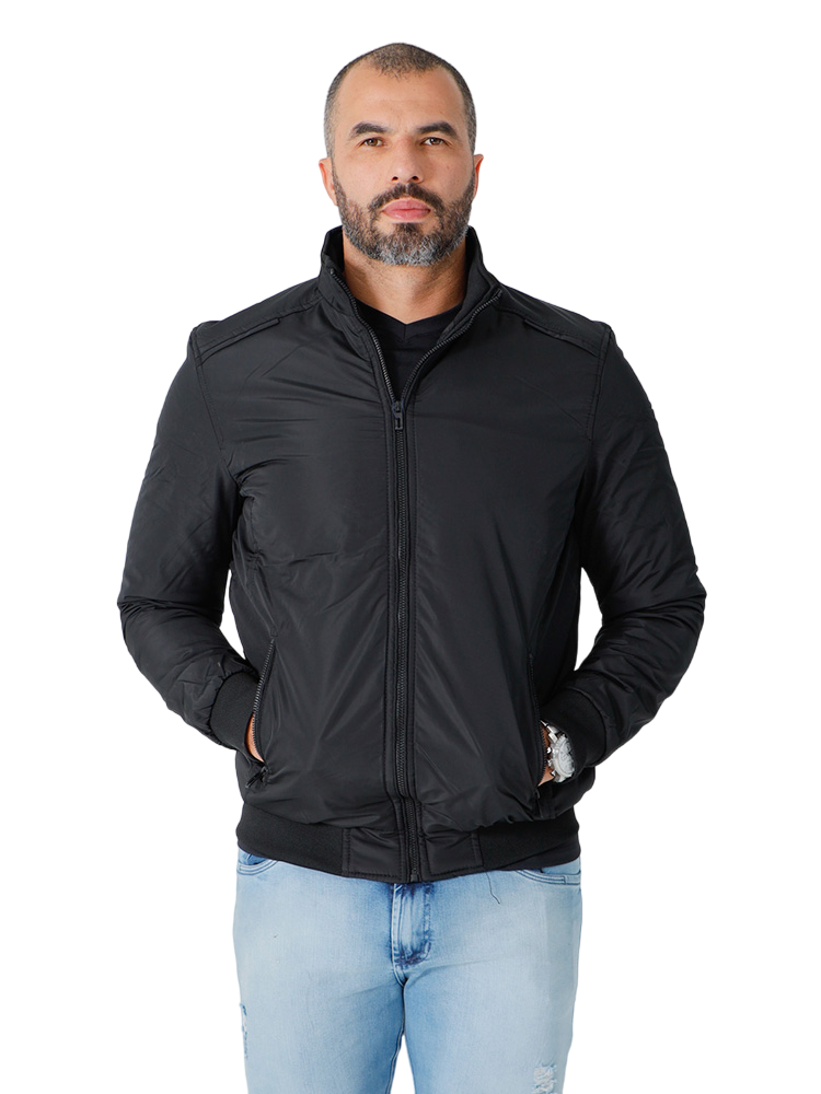 Jaqueta Masculina Nylon Tradicional sem Capuz (Preto)