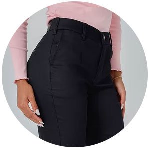 calca feminina sarja alfaiataria preta