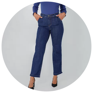 calca feminina jeans edex plissada