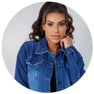 Jaqueta Feminina Jeans Gola de Taxas (Azul Escuro)