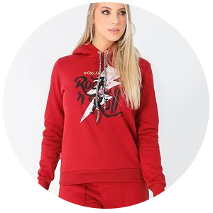 blusa conjunto de moletom feminino edex vermelho