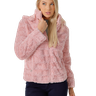 jaqueta feminina rosa peluciada capuz rosa