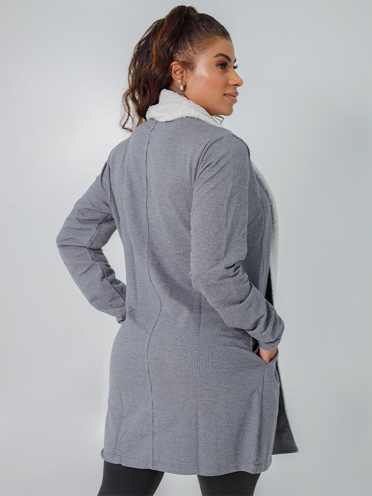Casaco Unissex Moletom Alongado Overcoat Furry (Cinza)