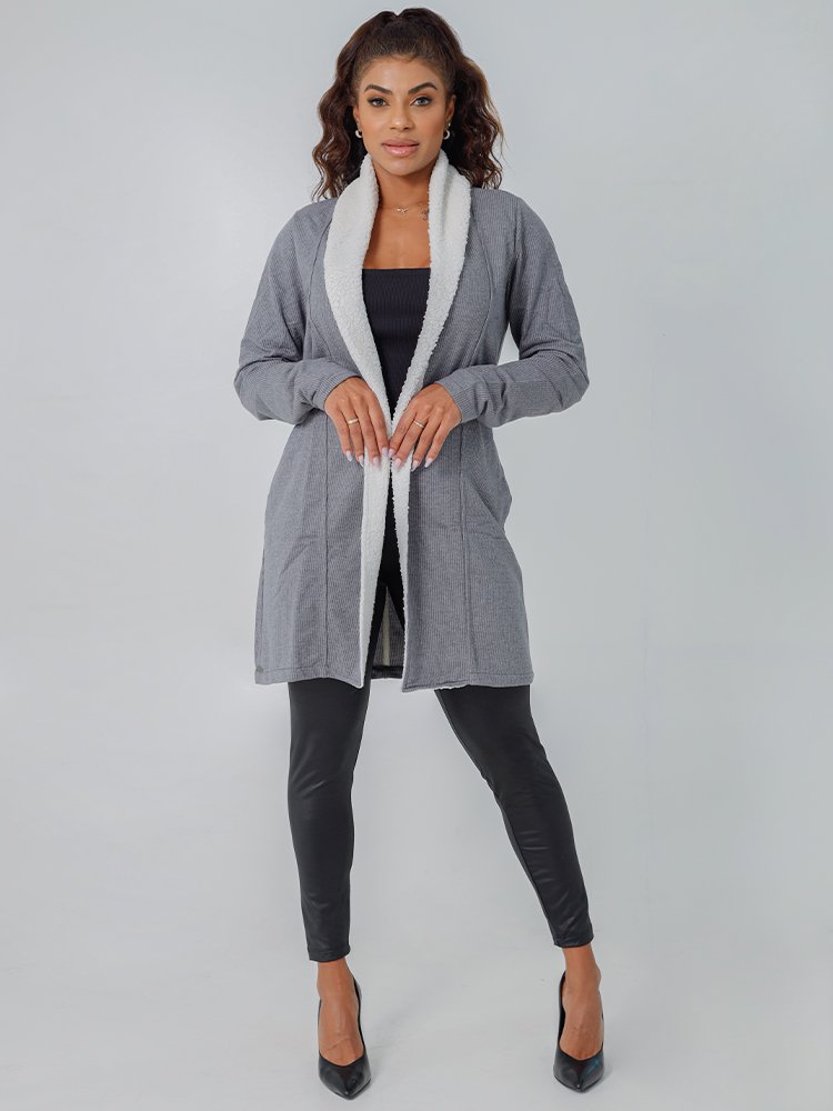 Casaco Unissex Moletom Alongado Overcoat Furry (Cinza) Casaco Unissex Moletom Alongado Overcoat Furry (Cinza)