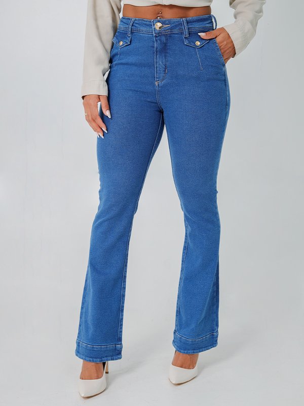 Calça Feminina Jeans Boot Cut para Baixinhas Tri-Blend