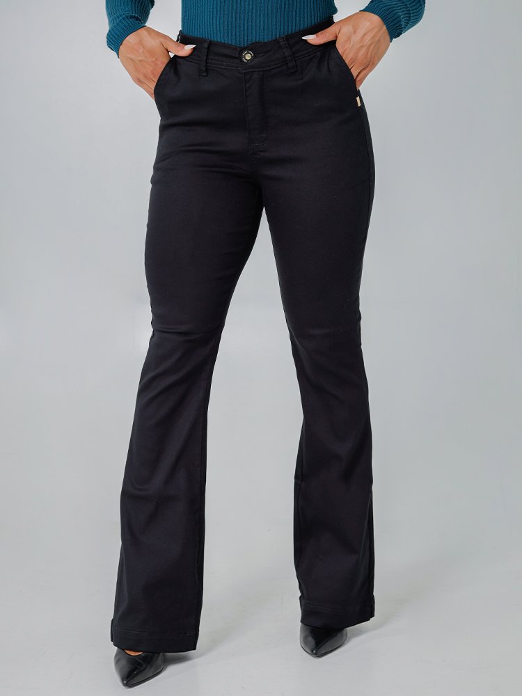 Calça Jeans Feminina CalÃ§a Flare Sarja Preta Flare Jeans Vs