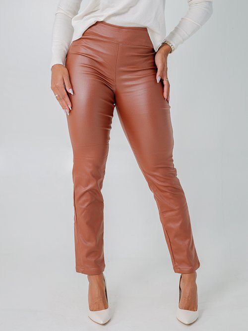 calca feminina cirre peluciada marrom