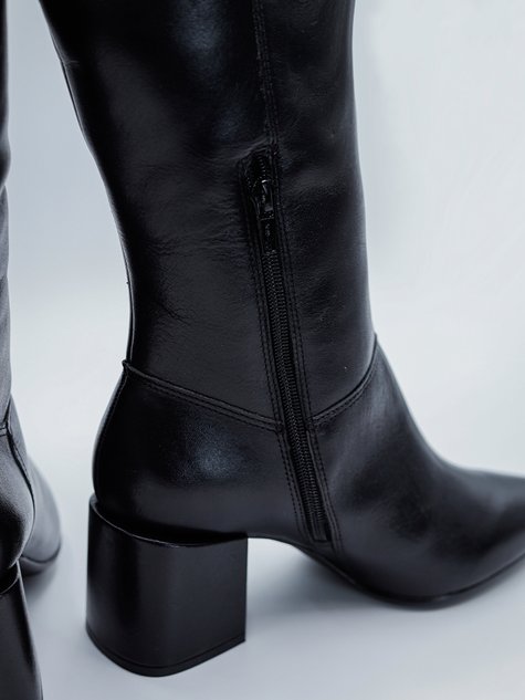 Bota Bico Quadrado Botas De Cano Alto E Salto Grosso Bota Bico