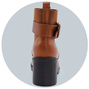 bota feminina couro fivela caramelo