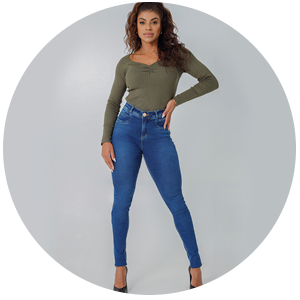 calca feminina jeans azul