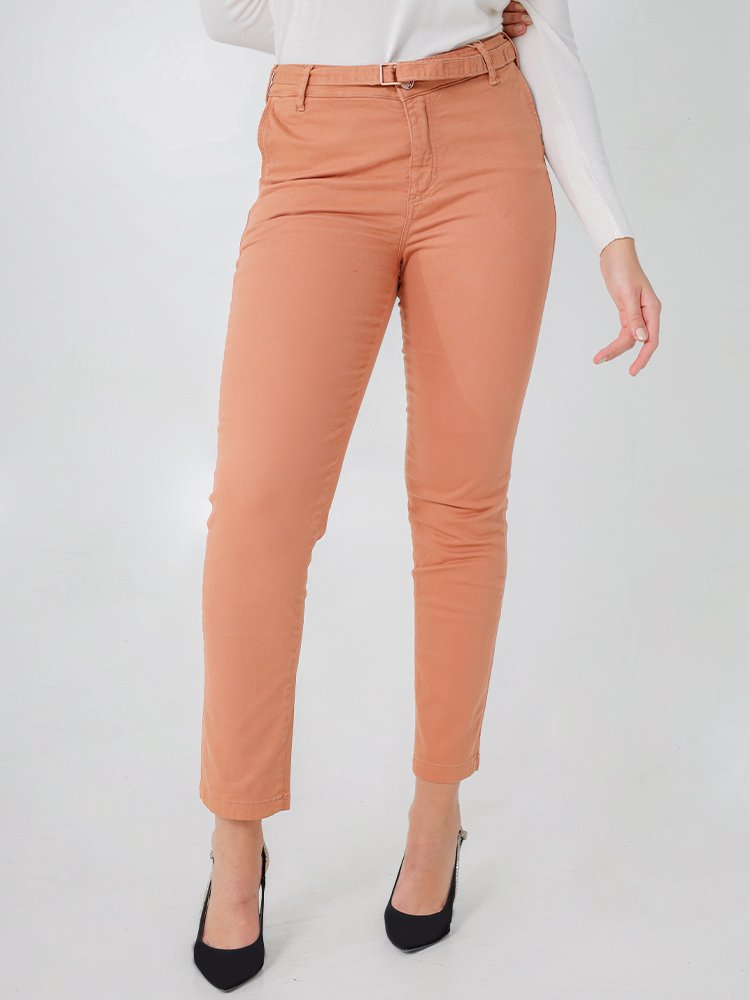 Calça Feminina Sarja Reta Social com Cinto Imagem 1