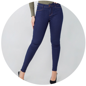 calca feminina jeans azul