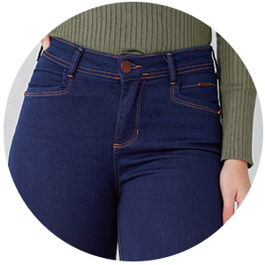 calca feminina jeans azul escuro
