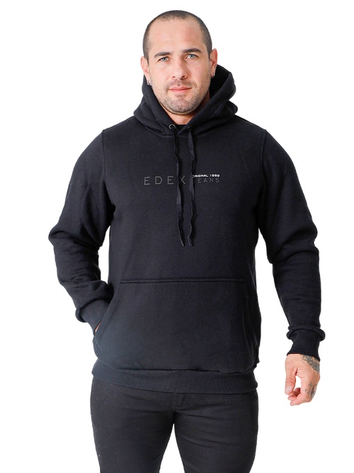 Blusão Masculino Moletom Inverno Cor única Com Capuz Preto