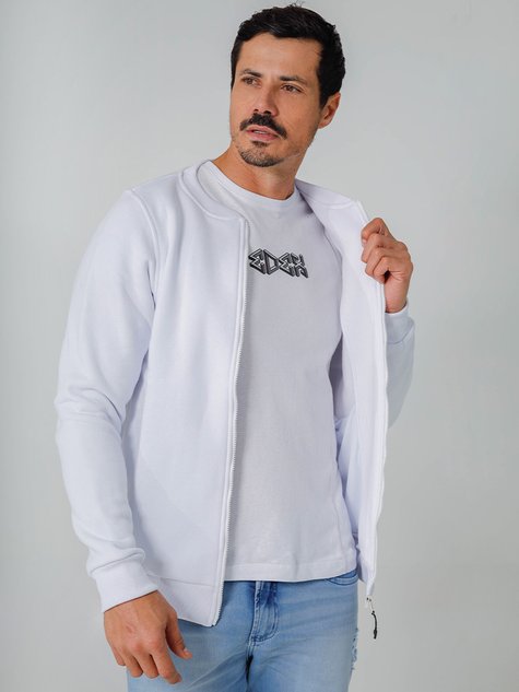 Jaqueta de Moletom Masculina Meia Estação (Branco)