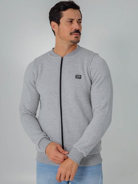 Jaqueta de Moletom Masculina Meia Estação (Cinza)