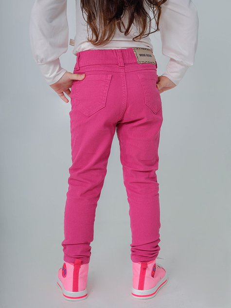 calca jeans infantil rosa