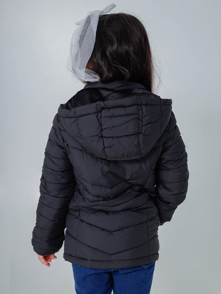 Jaqueta Infantil Feminina Nylon Forrada Capuz (Verde) Imagem 2