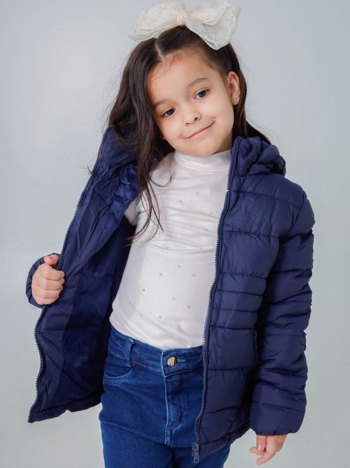 Jaqueta Feminina Infantil Nylon Repele Líquido (Marinho)